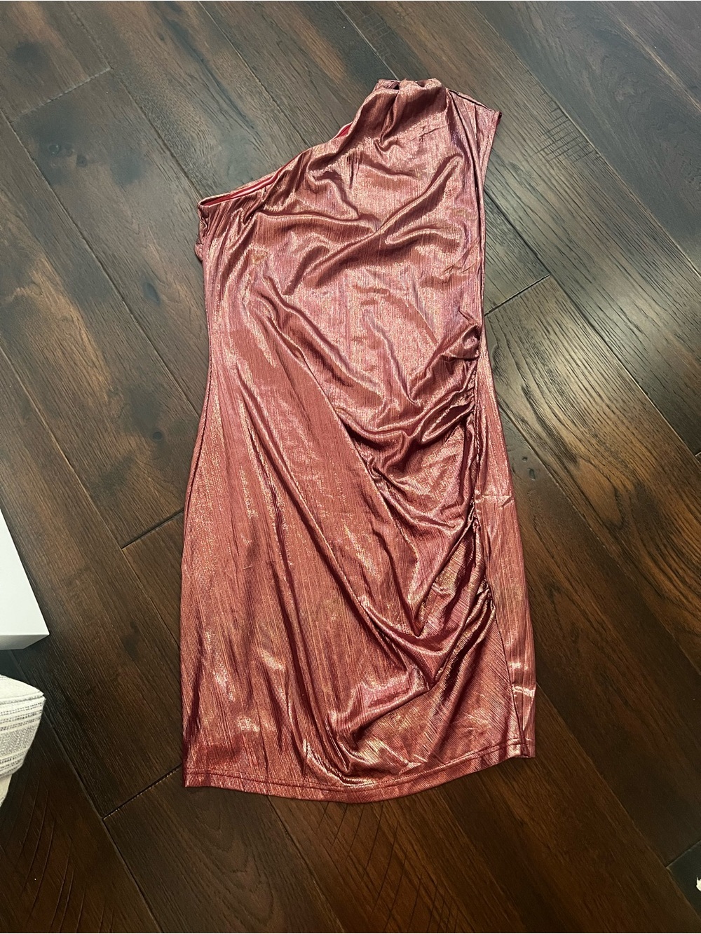 One-Shoulder Shimmer Pink Metallic Dress